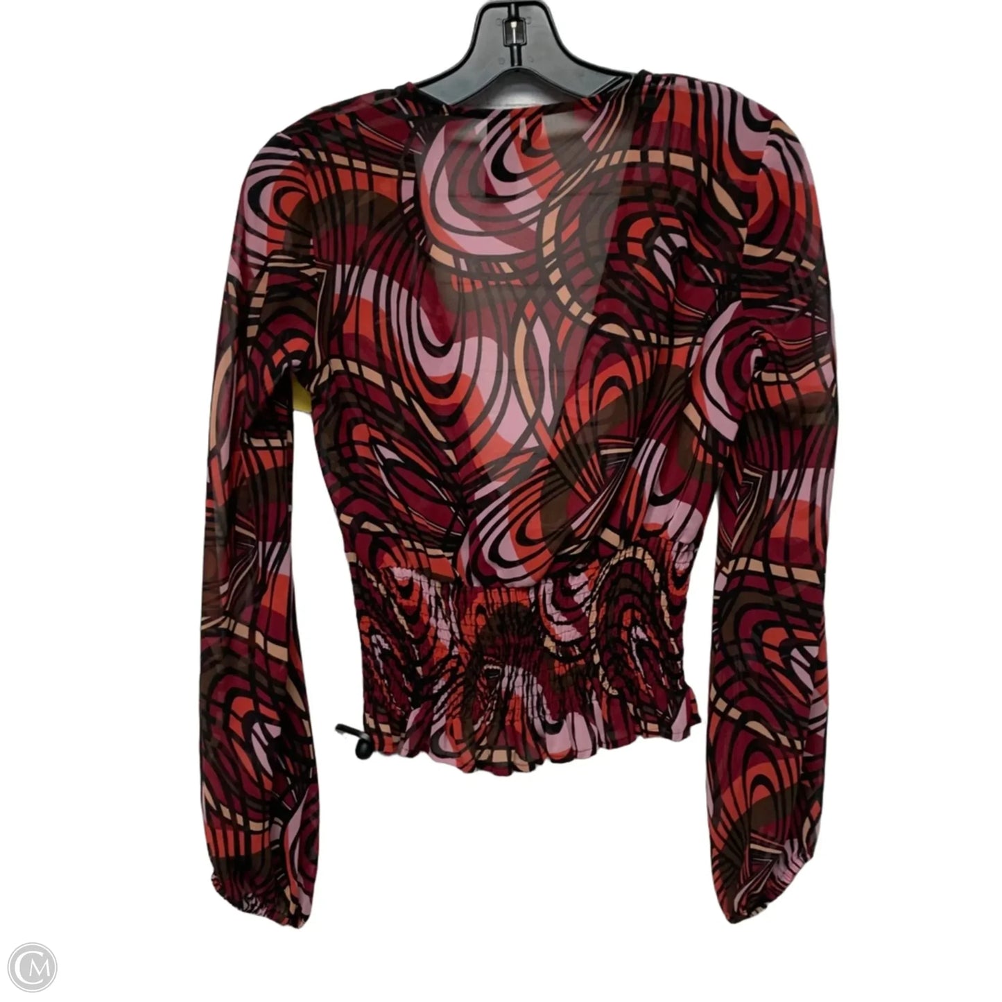 Top Long Sleeve By Bisou Bisou In Orange & Pink, Size: Xs