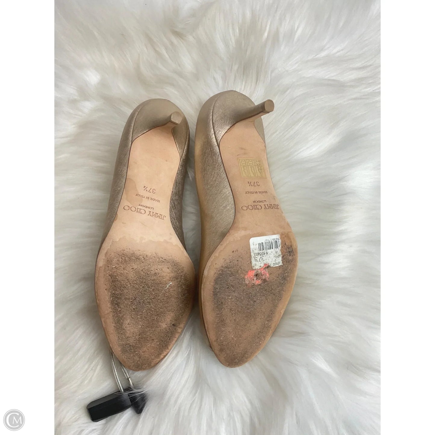 Shoes Luxury Designer By Jimmy Choo In Gold, Size: 7.5