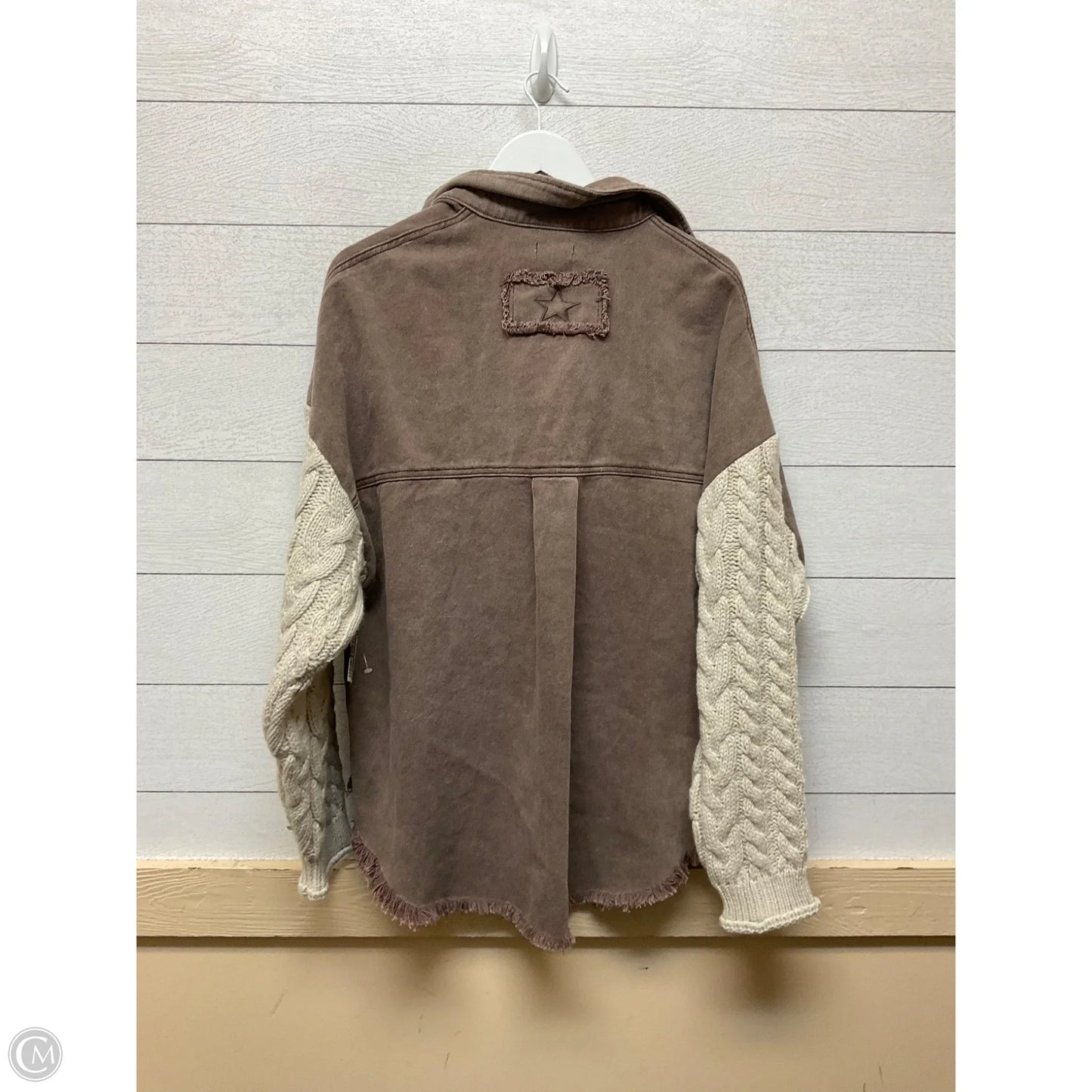 Jacket Shirt By Pol In Brown, Size: S