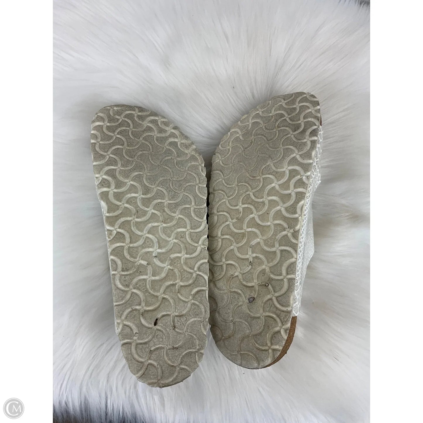 Sandals Flats By Birkenstock In Silver, Size: 11