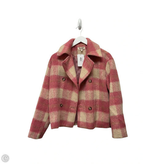 Coat Faux Fur & Sherpa By Peach Love Cream California In Plaid Pattern, Size: S