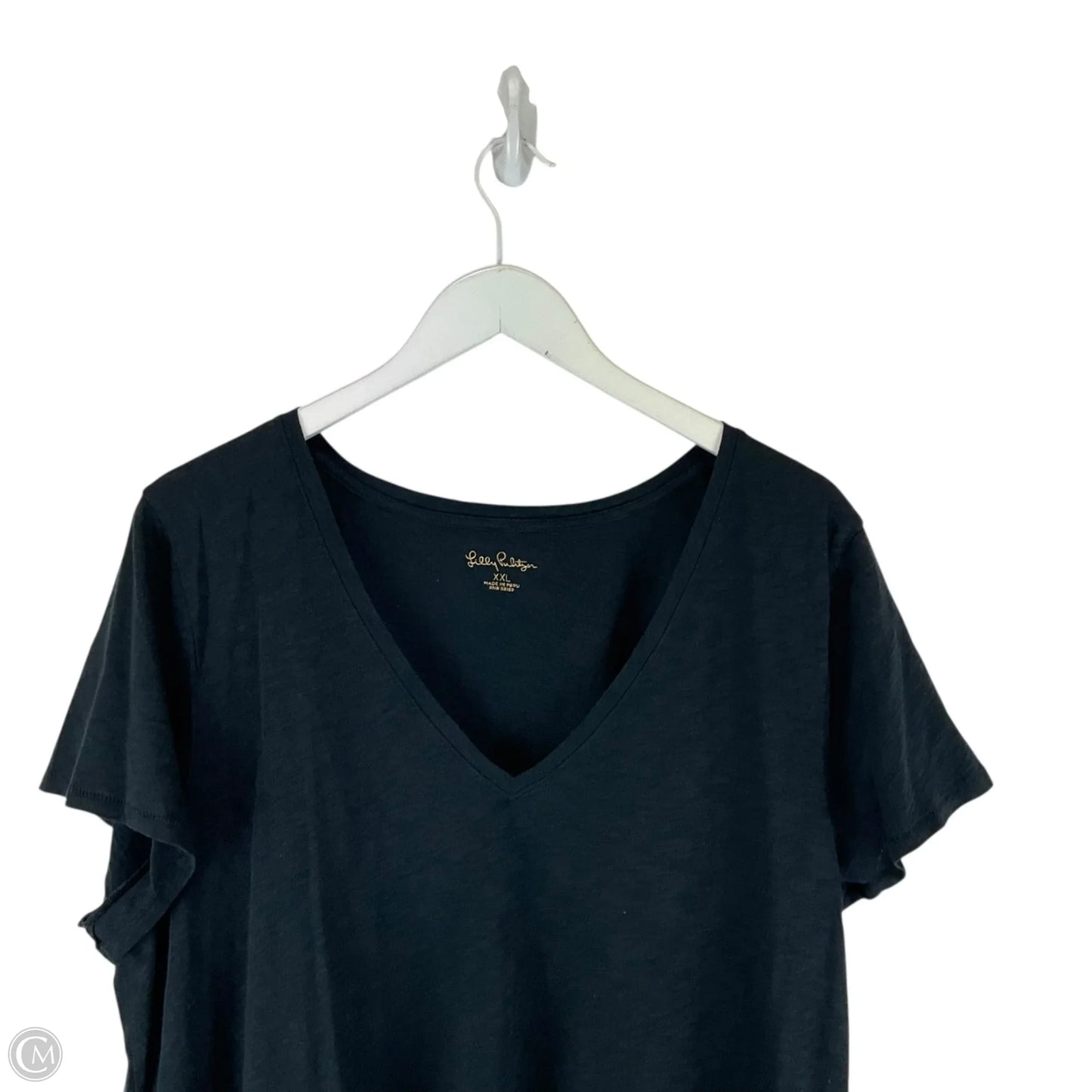 Top Short Sleeve Designer By Lilly Pulitzer In Black, Size: Xxl