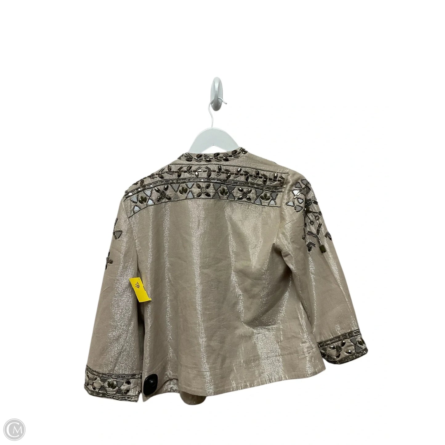 Jacket Moto By Chicos In Silver, Size: S