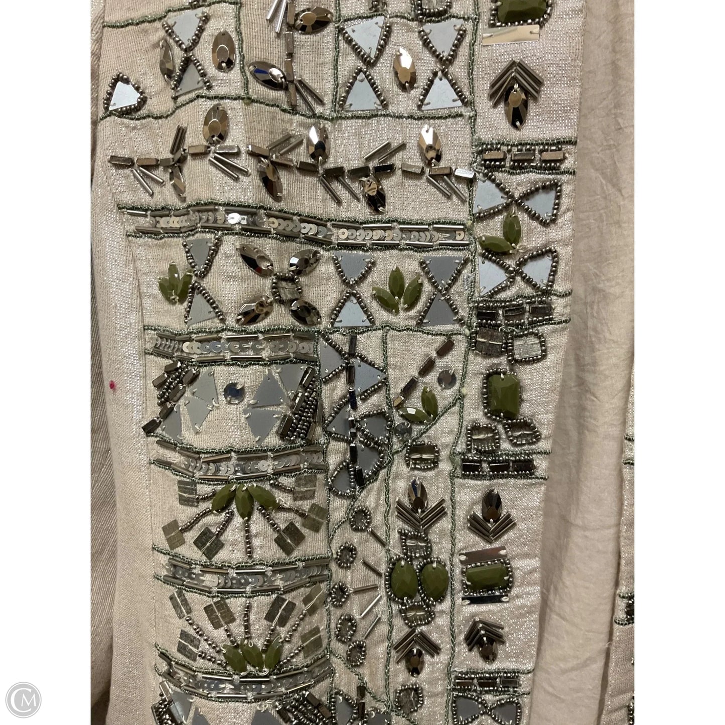 Jacket Moto By Chicos In Silver, Size: S