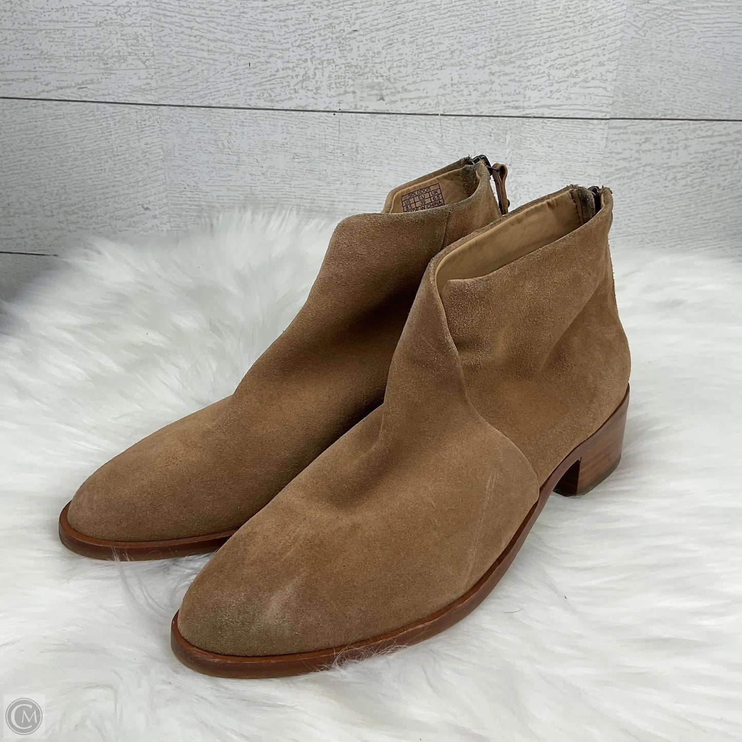 Boots Ankle Heels By Soludos In Tan, Size: 8.5