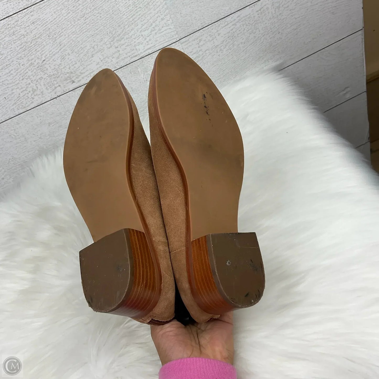 Boots Ankle Heels By Soludos In Tan, Size: 8.5