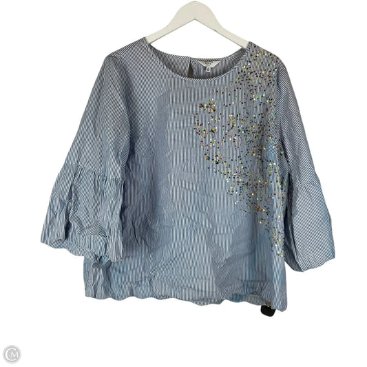 Top Short Sleeve By Crown And Ivy In Striped Pattern, Size: 2x