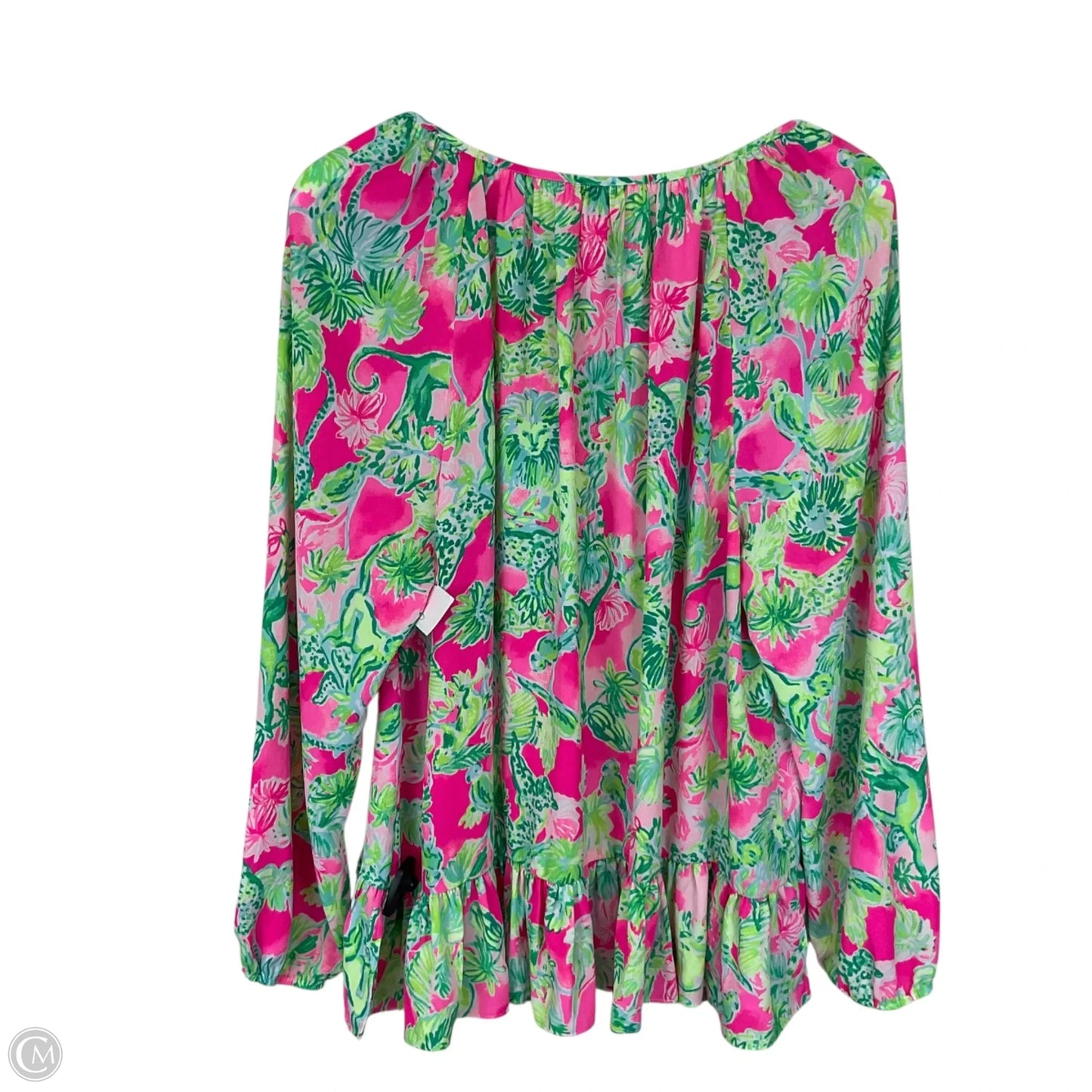 Top Long Sleeve Designer By Lilly Pulitzer In Green & Pink, Size: Xl