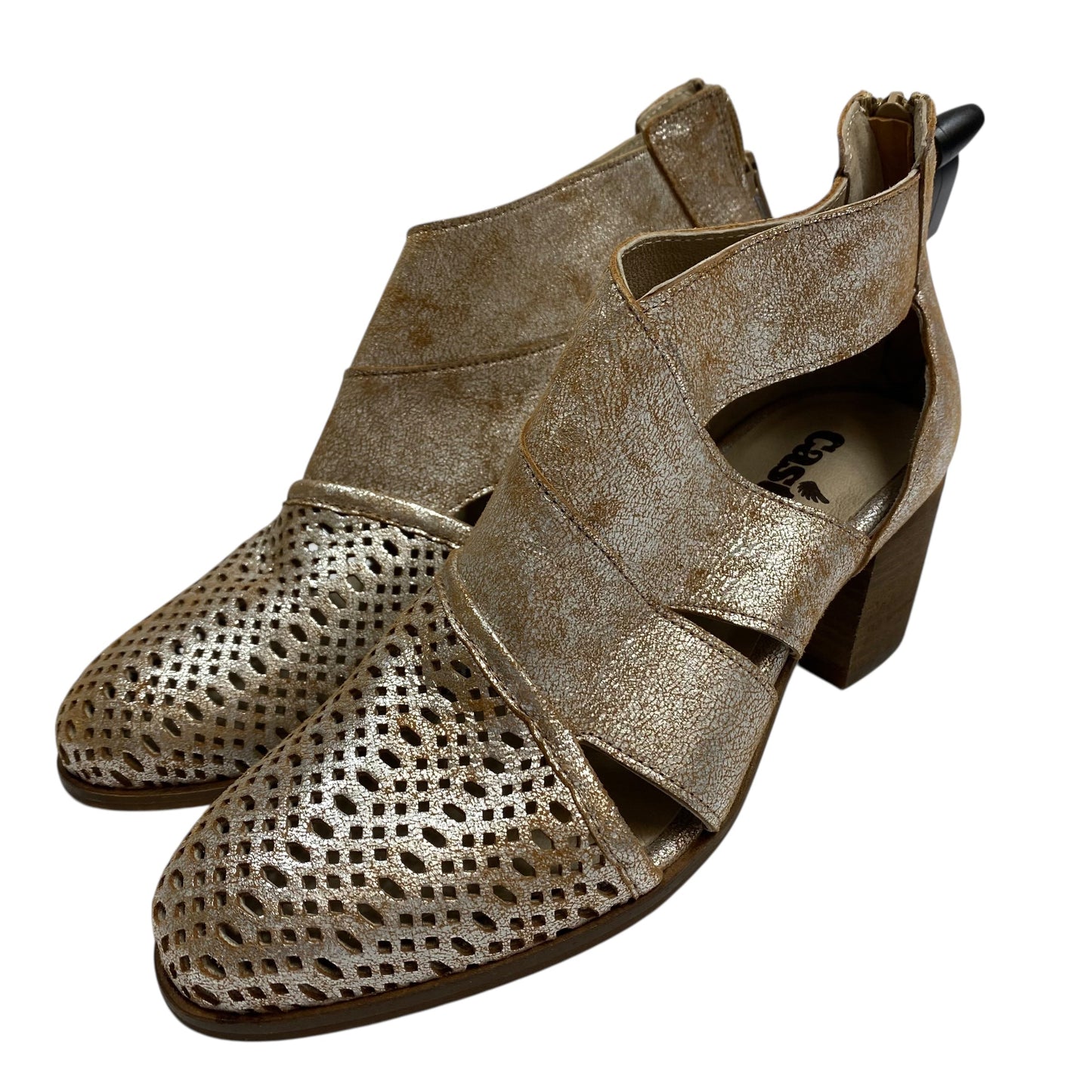 Boots Ankle Heels By Casta In Silver & Tan, Size:7.5a