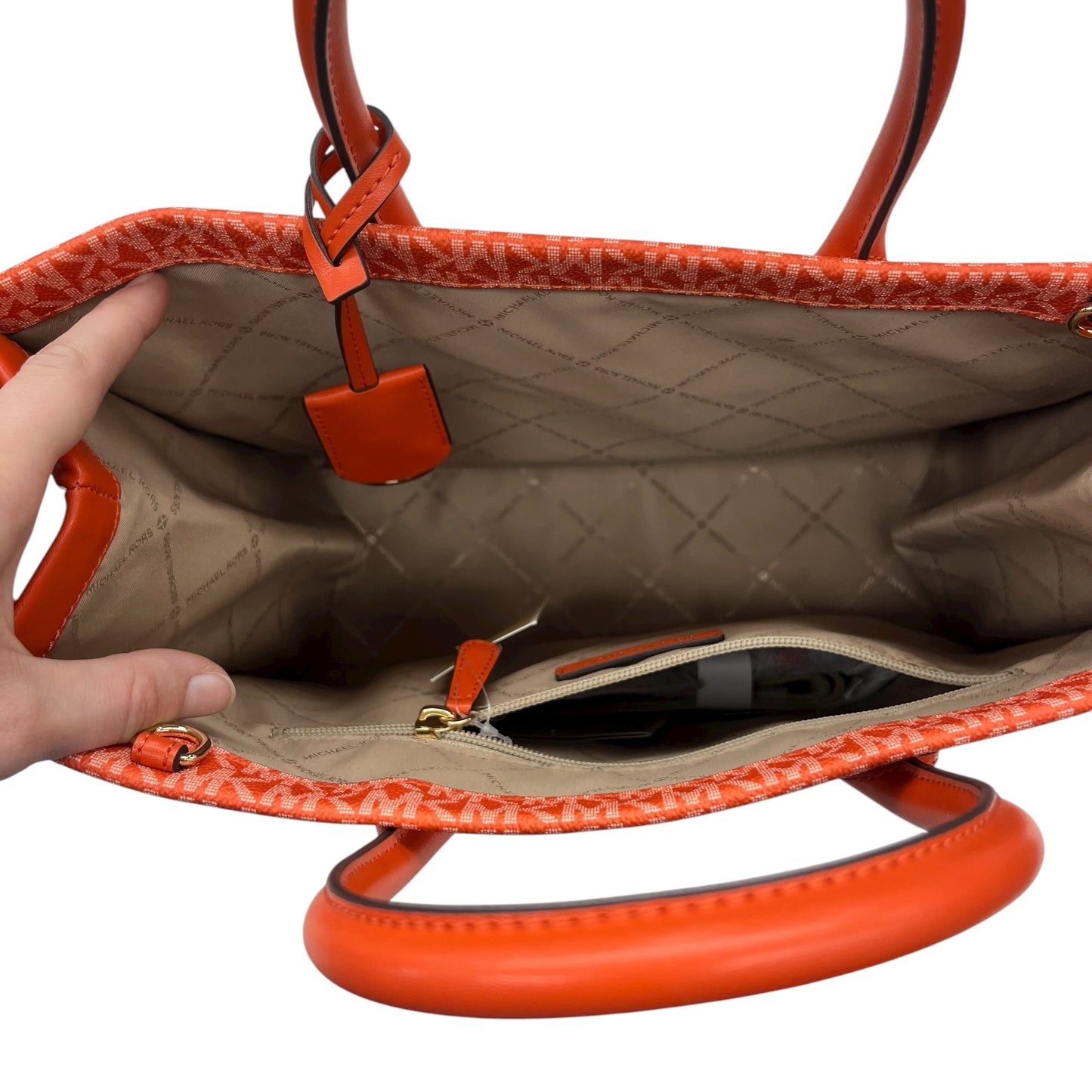 Handbag Designer By Michael Kors In Orange, Size:Medium