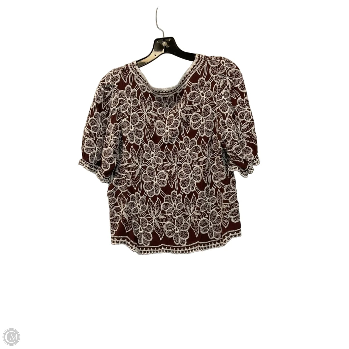Top Short Sleeve By Solitaire In Brown, Size: L