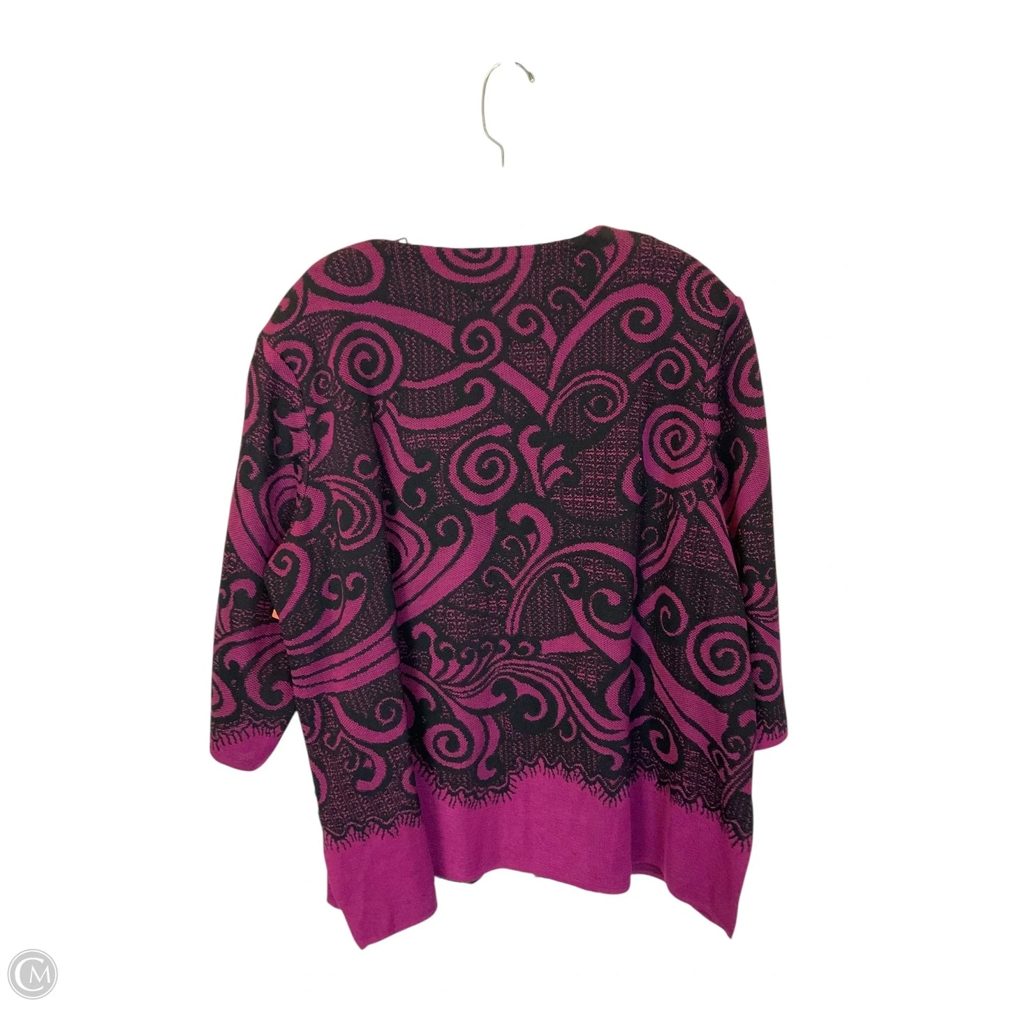 Cardigan By Ming Wang In Black & Purple, Size: 3x