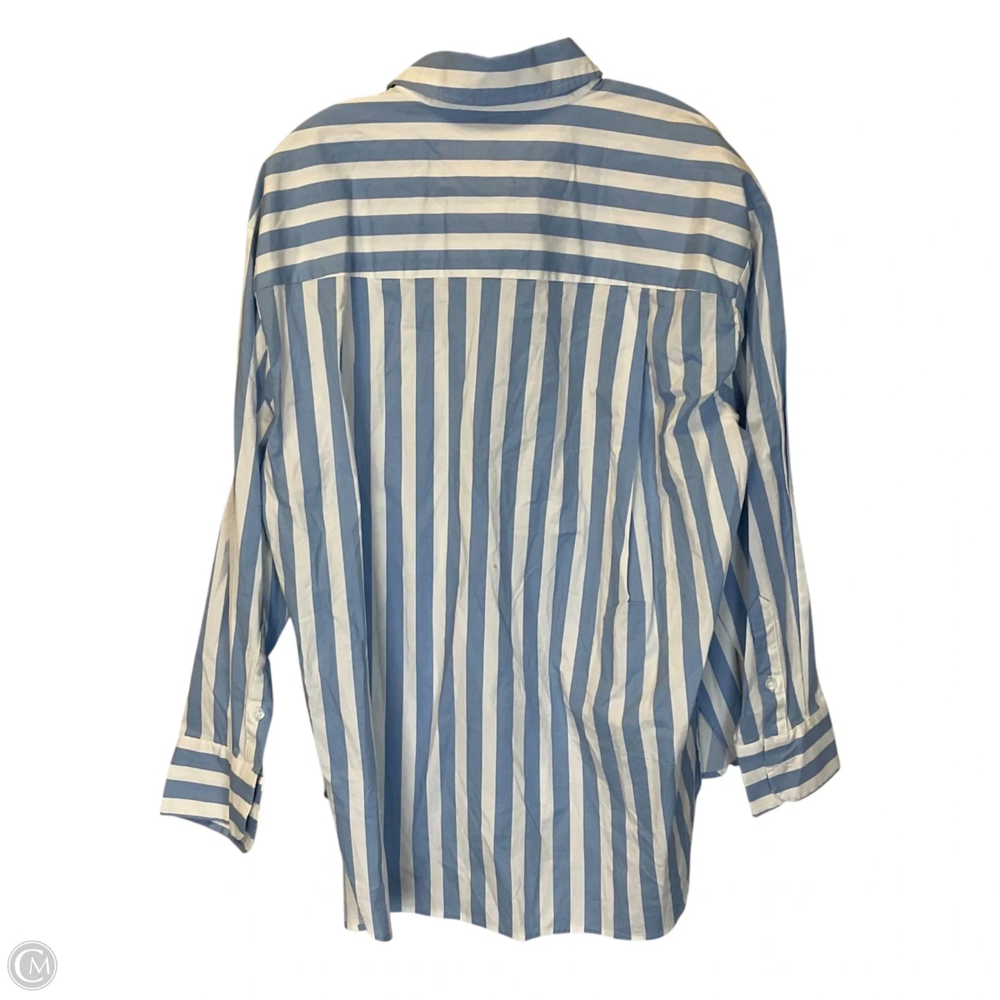 Top Long Sleeve By Lane Bryant In Blue & White, Size: Xl