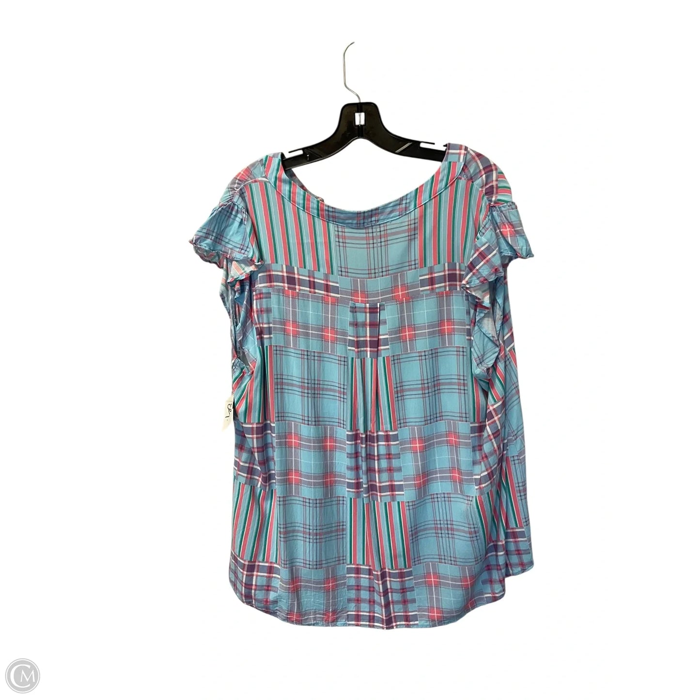 Top Short Sleeve By Clothes Mentor In Blue & Pink, Size: 1x