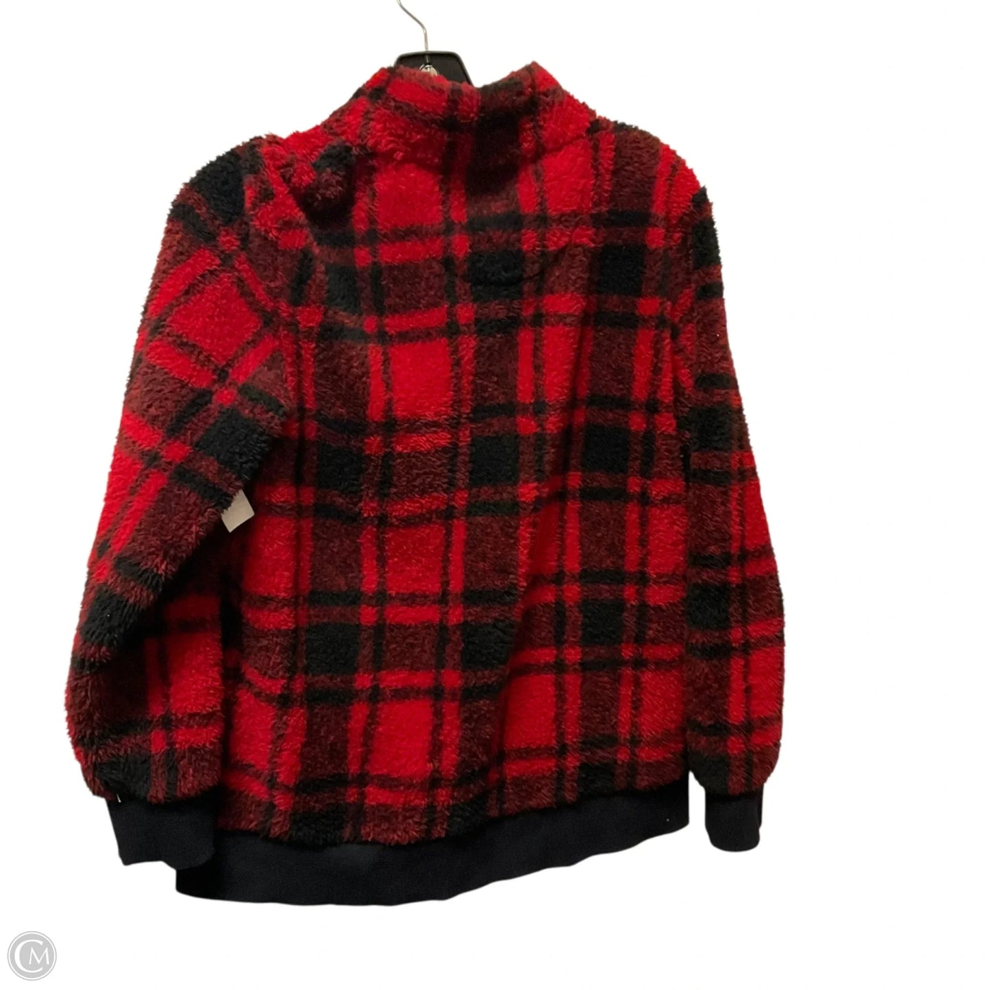 Jacket Fleece By Calvin Klein In Black & Red, Size: M