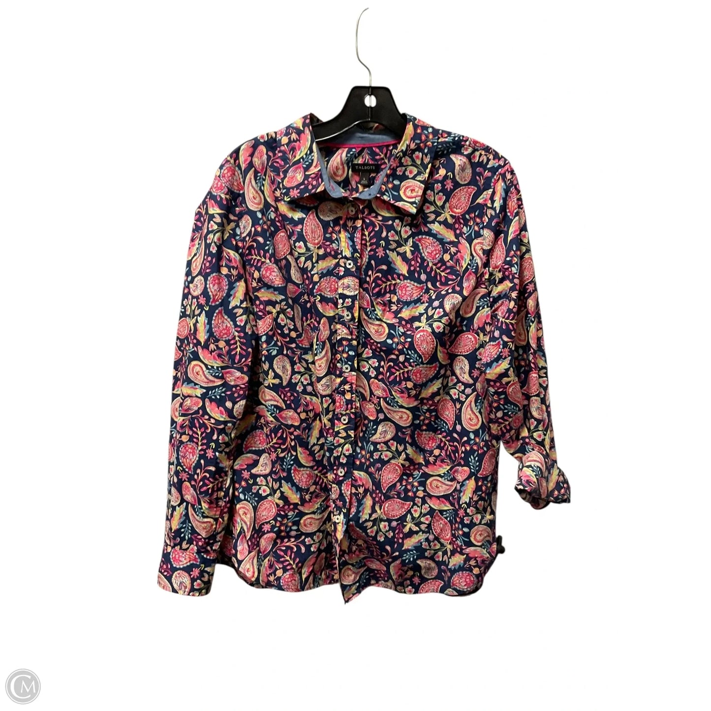 Top Long Sleeve By Talbots In Blue & Pink, Size: L