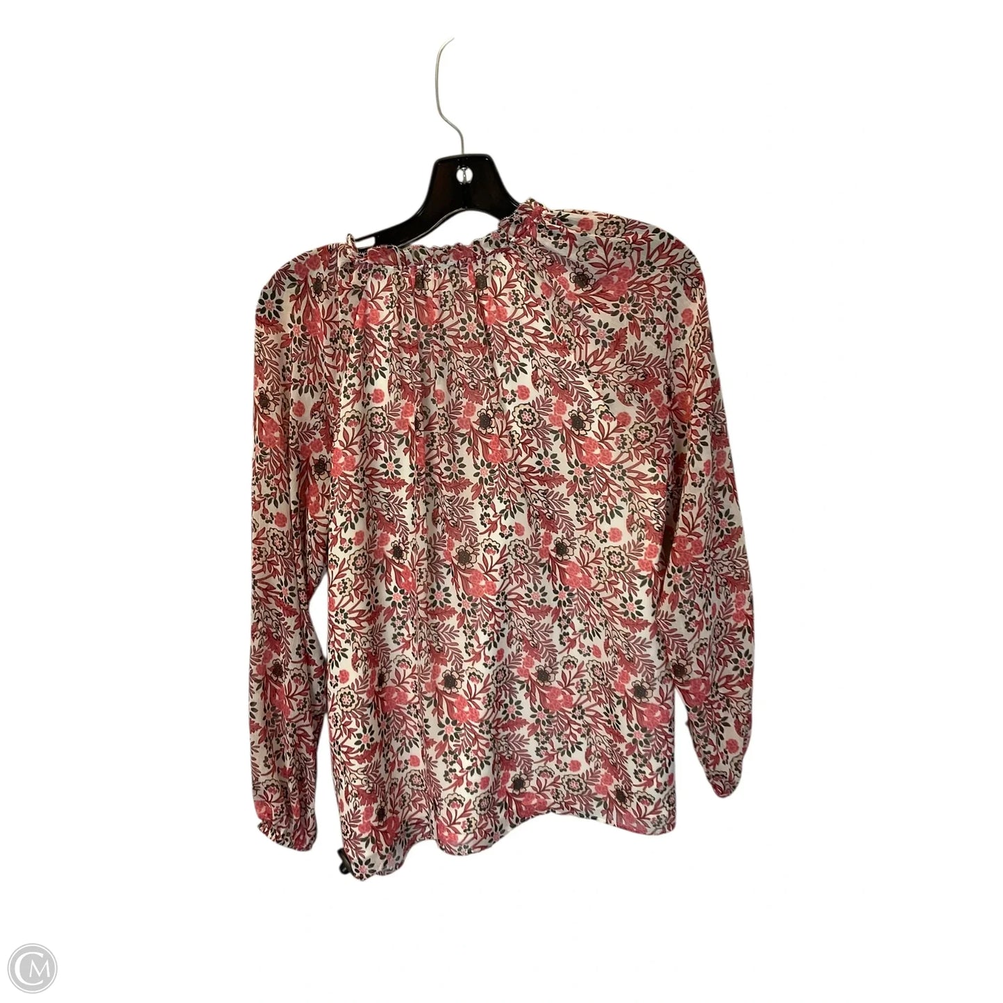 Top Long Sleeve By Talbots In Pink & White, Size: S