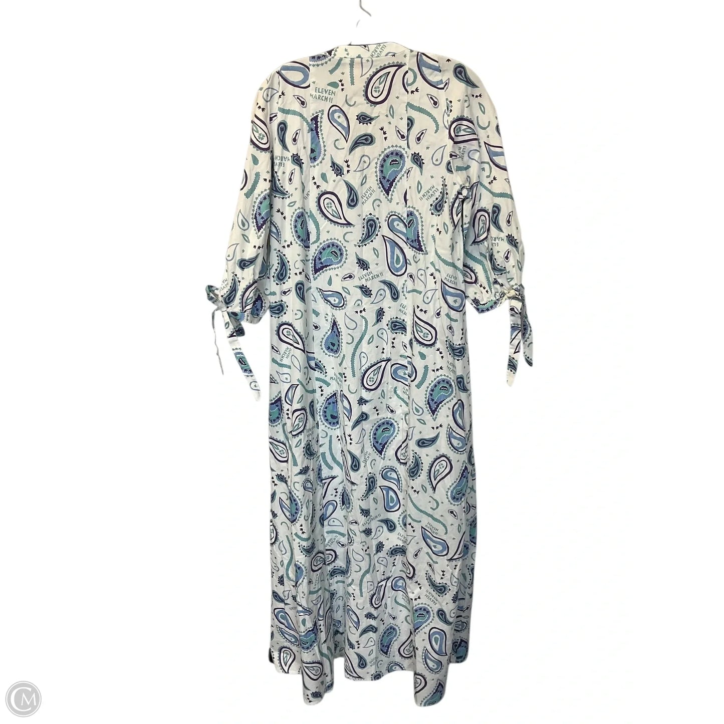 Dress Casual Midi By Cmc In Blue & White, Size: L