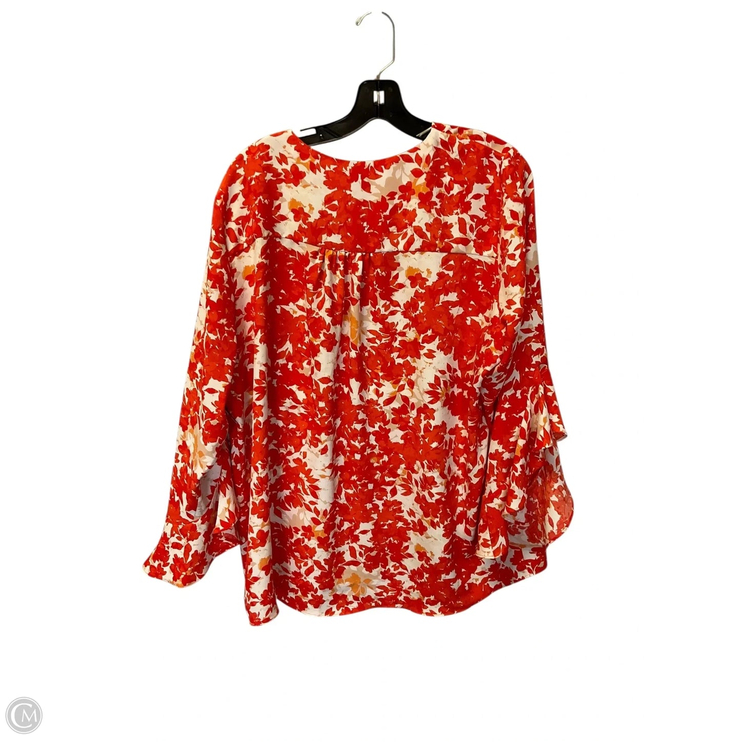 Top Long Sleeve By Vince Camuto In Orange & White, Size: Xl