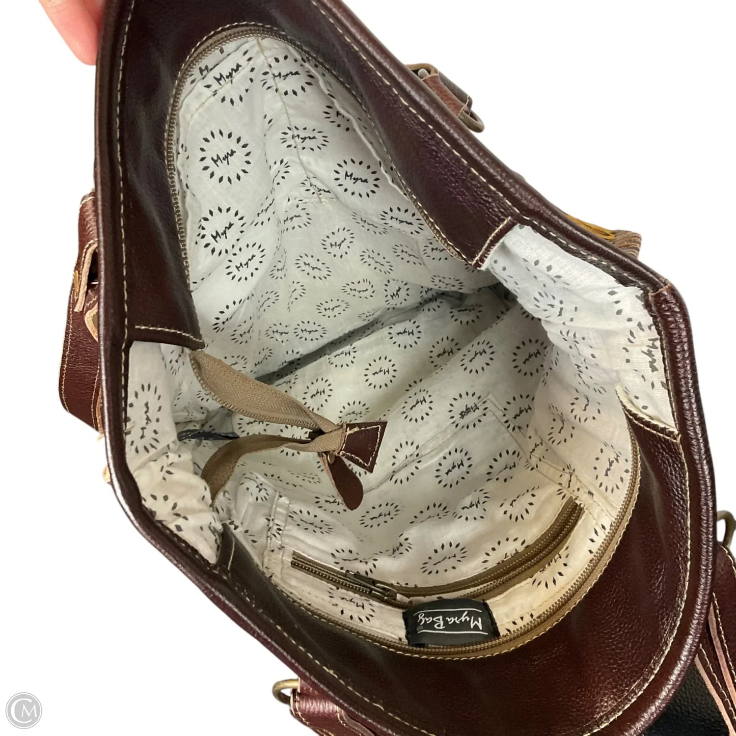 Handbag Leather By Myra, Size: Large