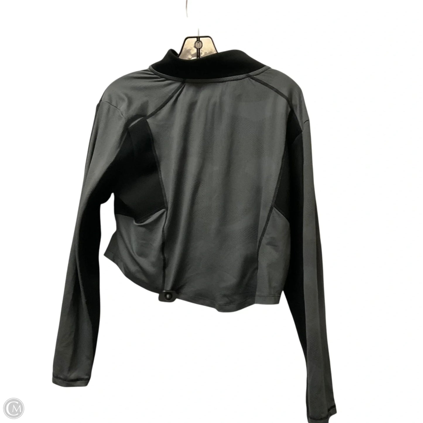 Athletic Top Long Sleeve Collar By Nike Apparel In Black & Grey, Size: L