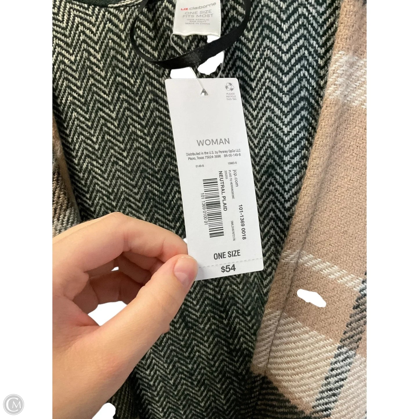 Shawl By Liz Claiborne In Black & Brown, Size: Osfm