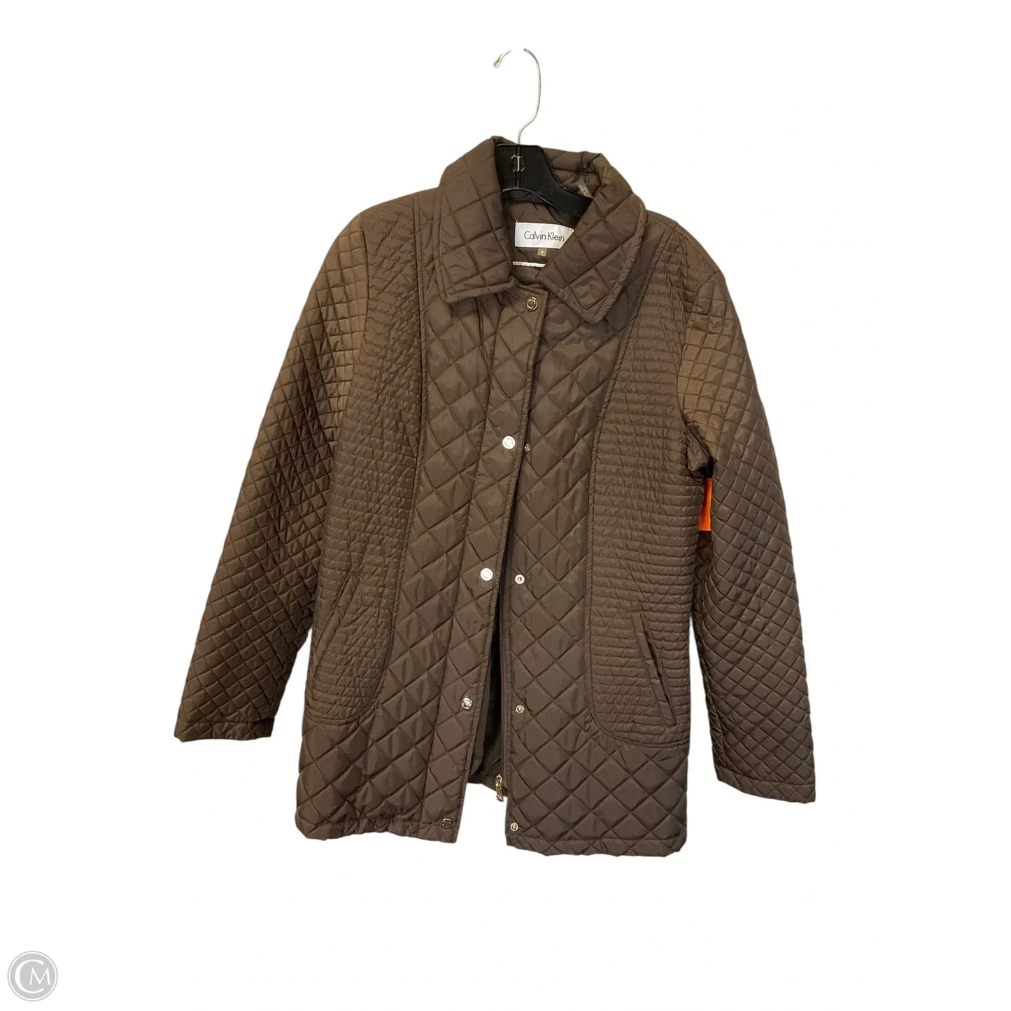 Jacket Puffer & Quilted By Calvin Klein In Brown, Size: M