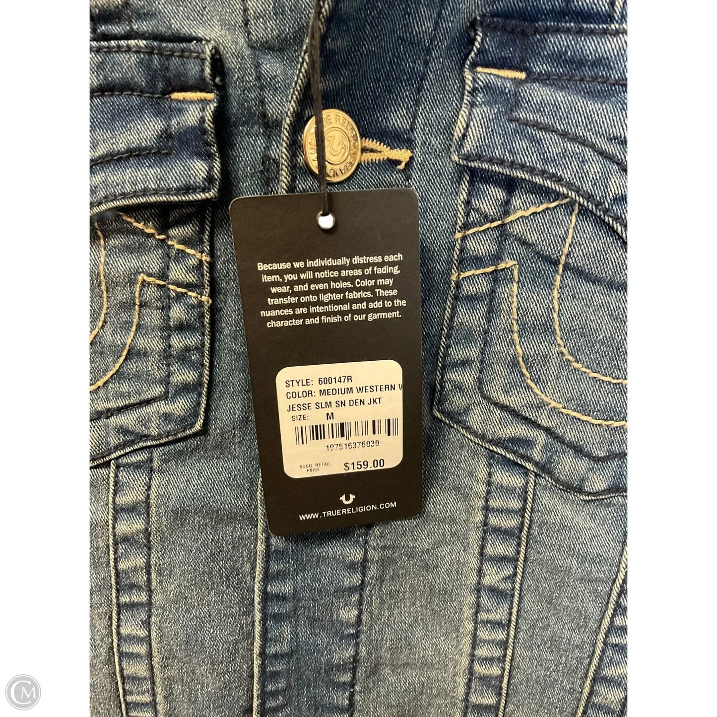 Jacket Denim By True Religion In Blue Denim, Size: M