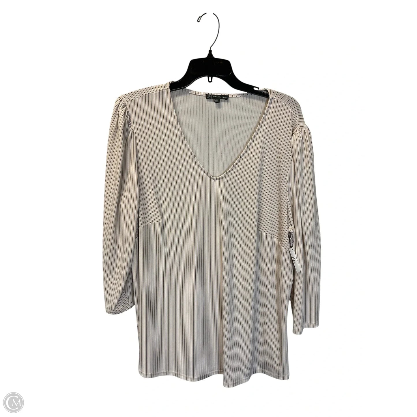 Top Long Sleeve Basic By Adrianna Papell In Striped Pattern, Size: 1x