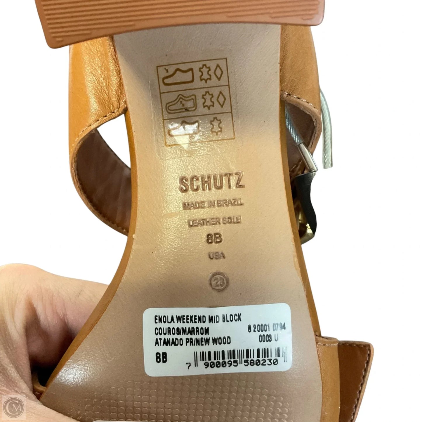 Sandals Heels Block By Clothes Mentor In Brown, Size: 8