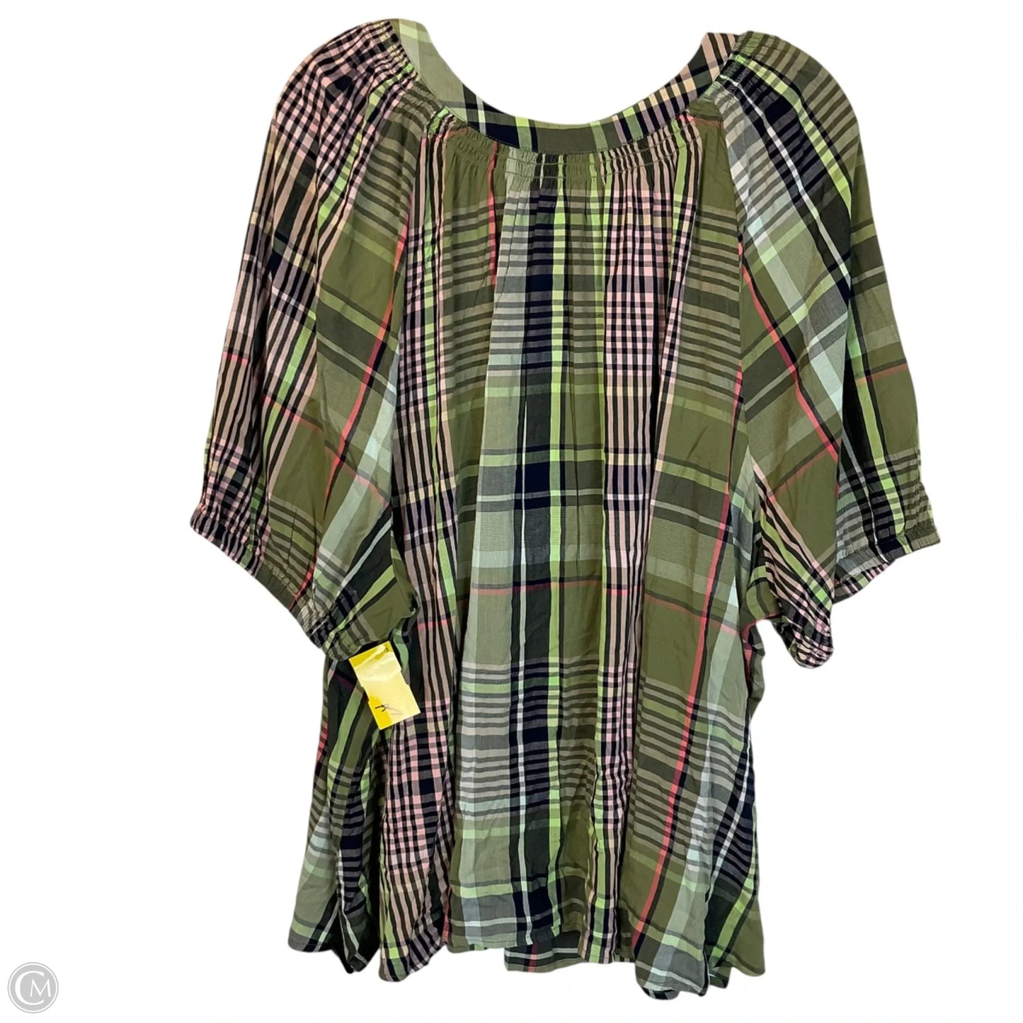 Top Short Sleeve Basic By Crown And Ivy In Plaid Pattern, Size: 4x