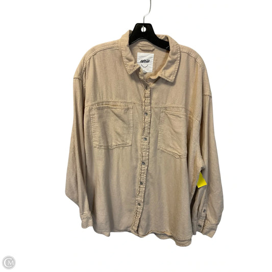 Top Long Sleeve By Aerie In Tan, Size: Xl