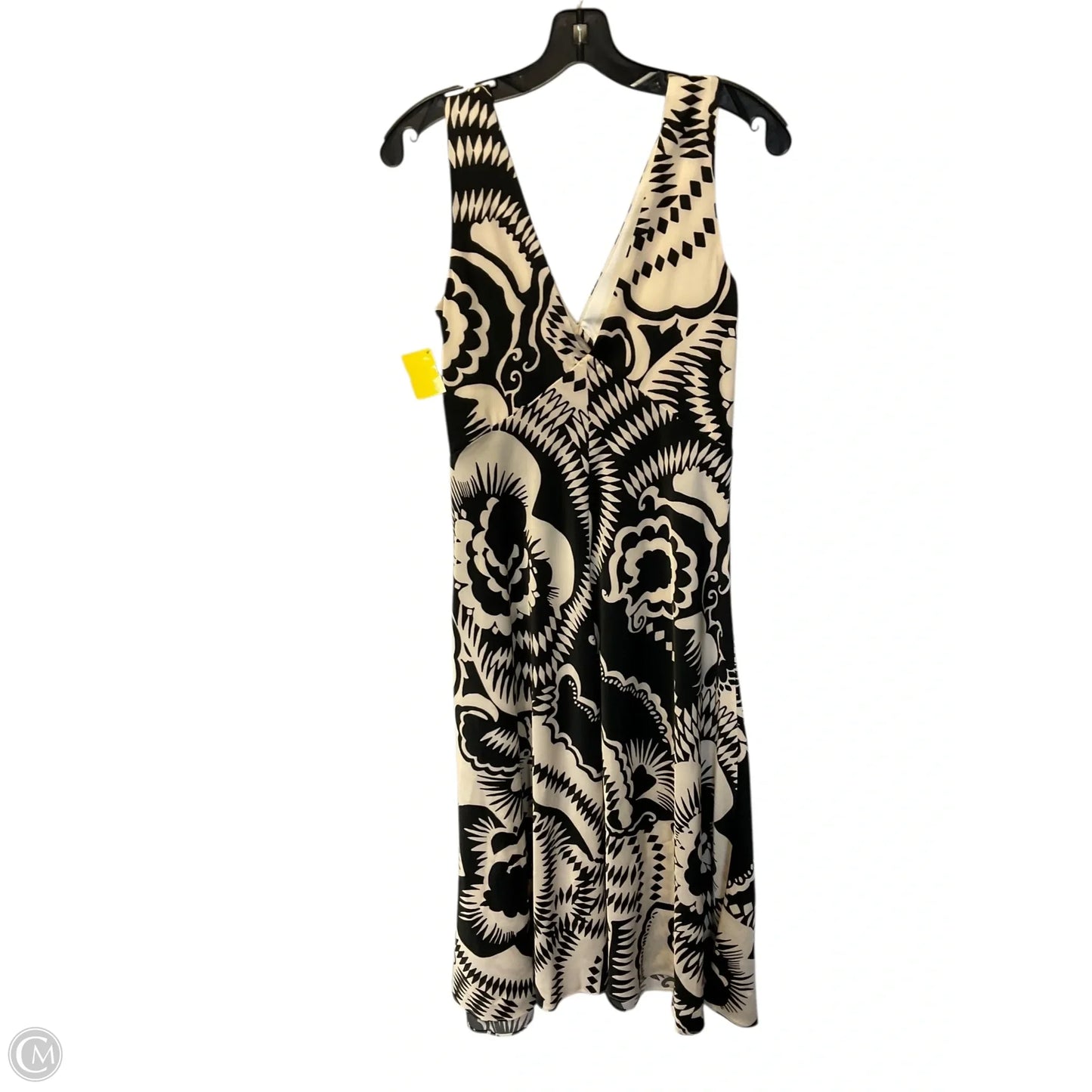 Dress Casual Midi By Calvin Klein In Black & Cream, Size: 4