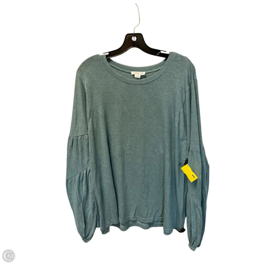 Top Long Sleeve Basic By Chicsoul In Blue, Size: 1x