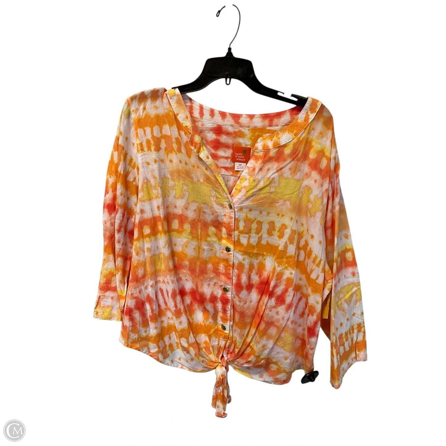 Top Long Sleeve By Hearts Of Palm In Orange, Size: 2x