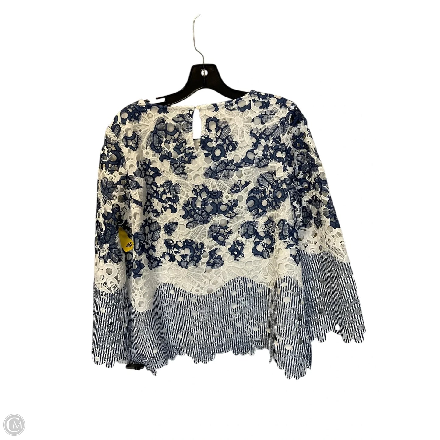 Top Long Sleeve By Chicos In Blue & White, Size: M
