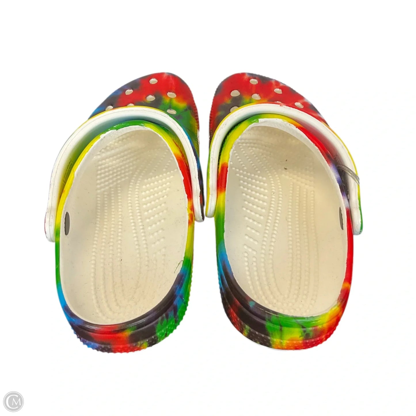 Shoes Flats By Crocs In Rainbow Print, Size: 5