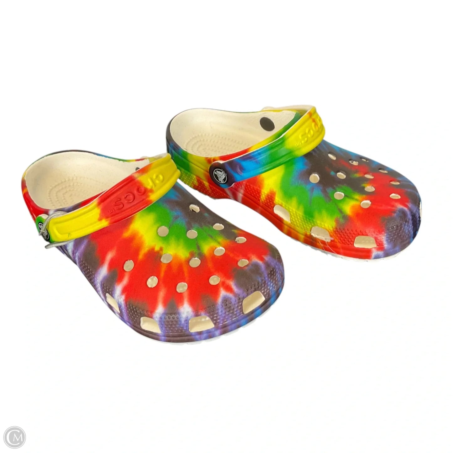Shoes Flats By Crocs In Rainbow Print, Size: 5