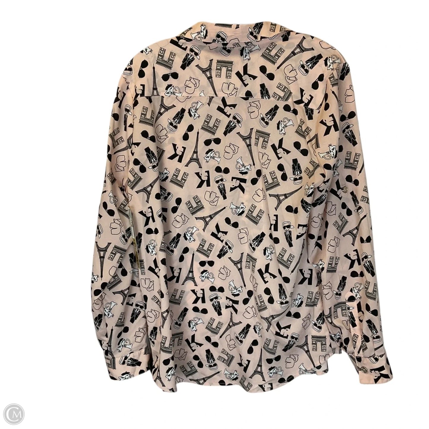 Top Long Sleeve Designer By Karl Lagerfeld In Pink, Size: L