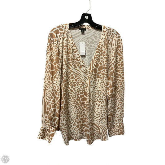 Top Long Sleeve By Ann Taylor In Tan, Size: Xxl