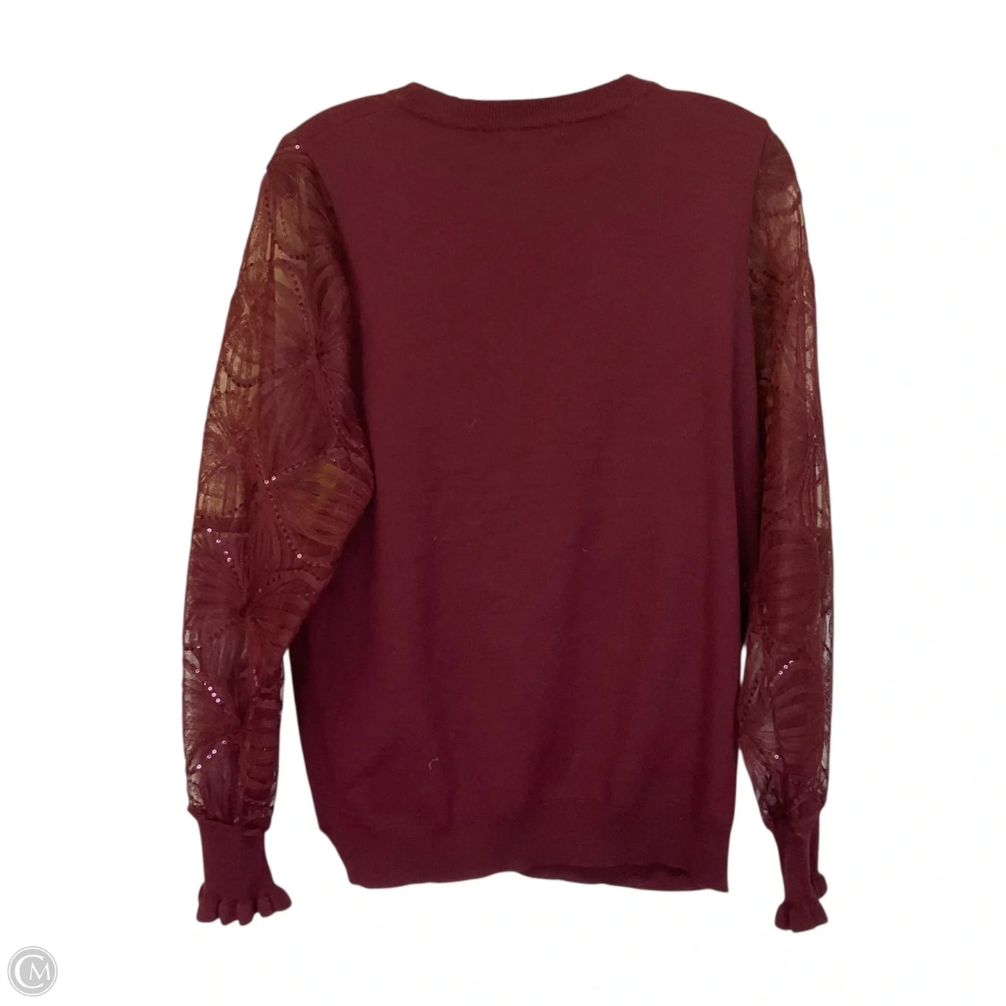 Top Long Sleeve By Cato In Maroon, Size: L