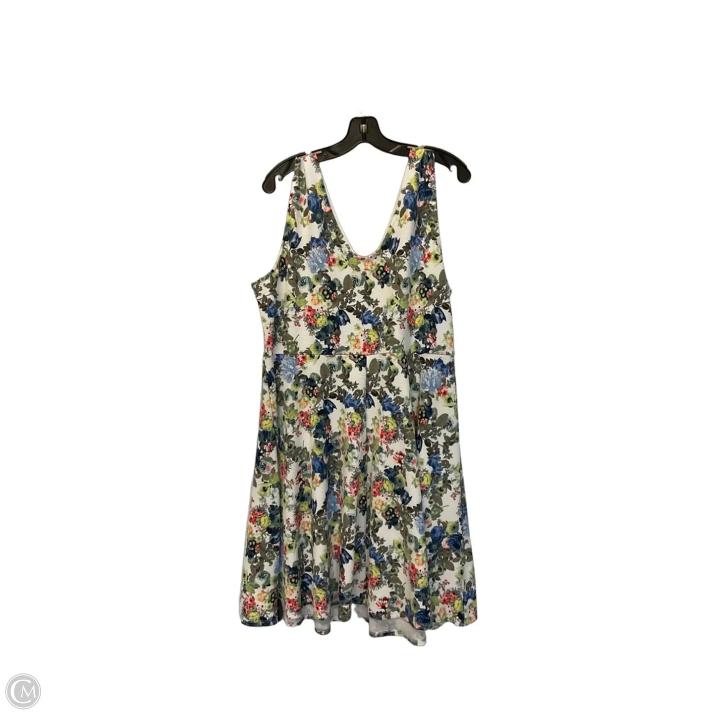 Dress Casual Short By Clothes Mentor In Blue & Cream, Size: 3x