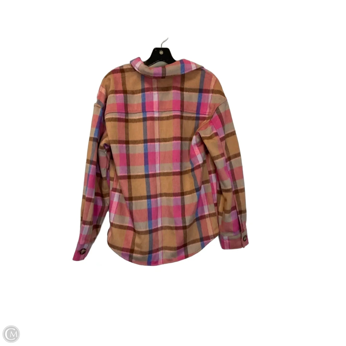 Jacket Shirt By Anthropologie In Brown & Pink, Size: Xs