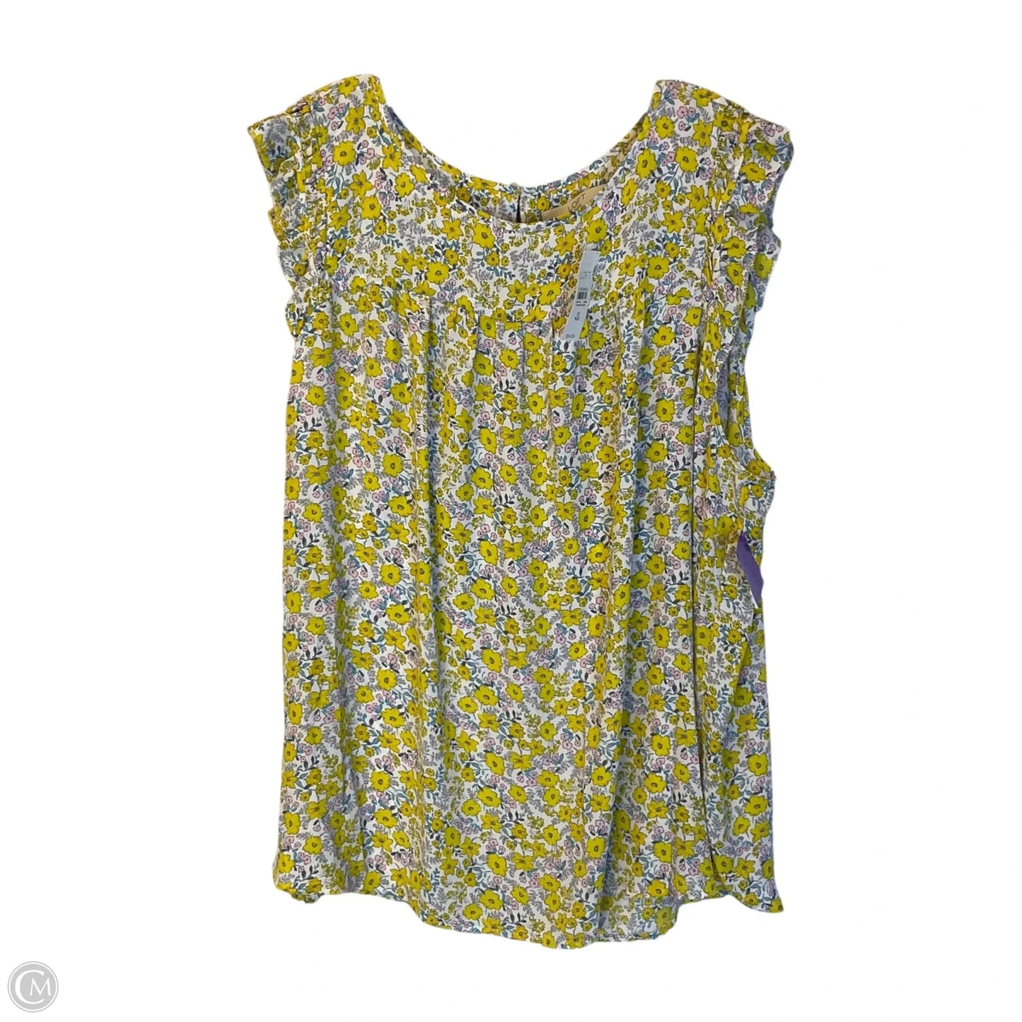 Top Sleeveless By Loft In Blue & Yellow, Size: 1x
