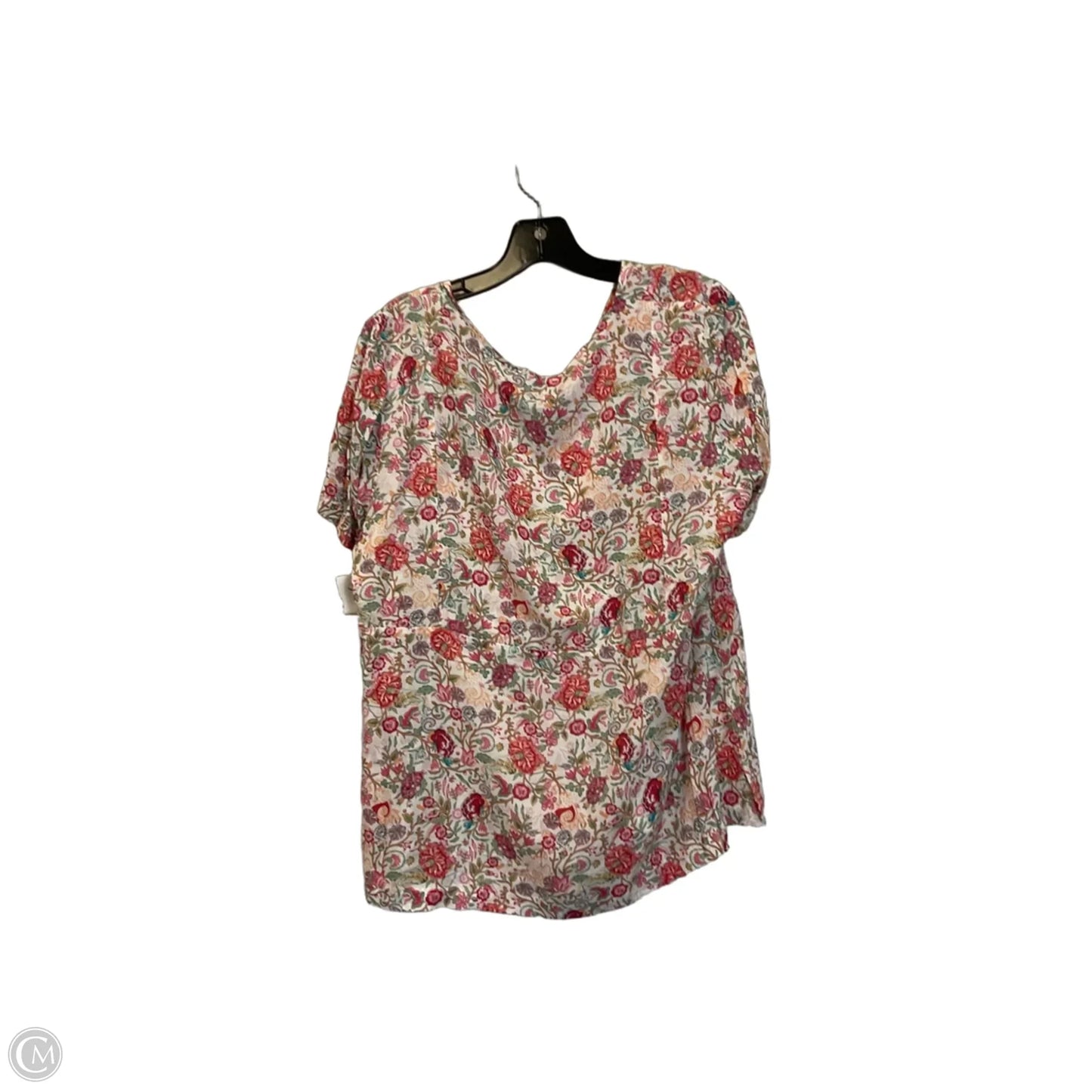 Top Short Sleeve By Adrienne Vittadini In Floral Print, Size: L