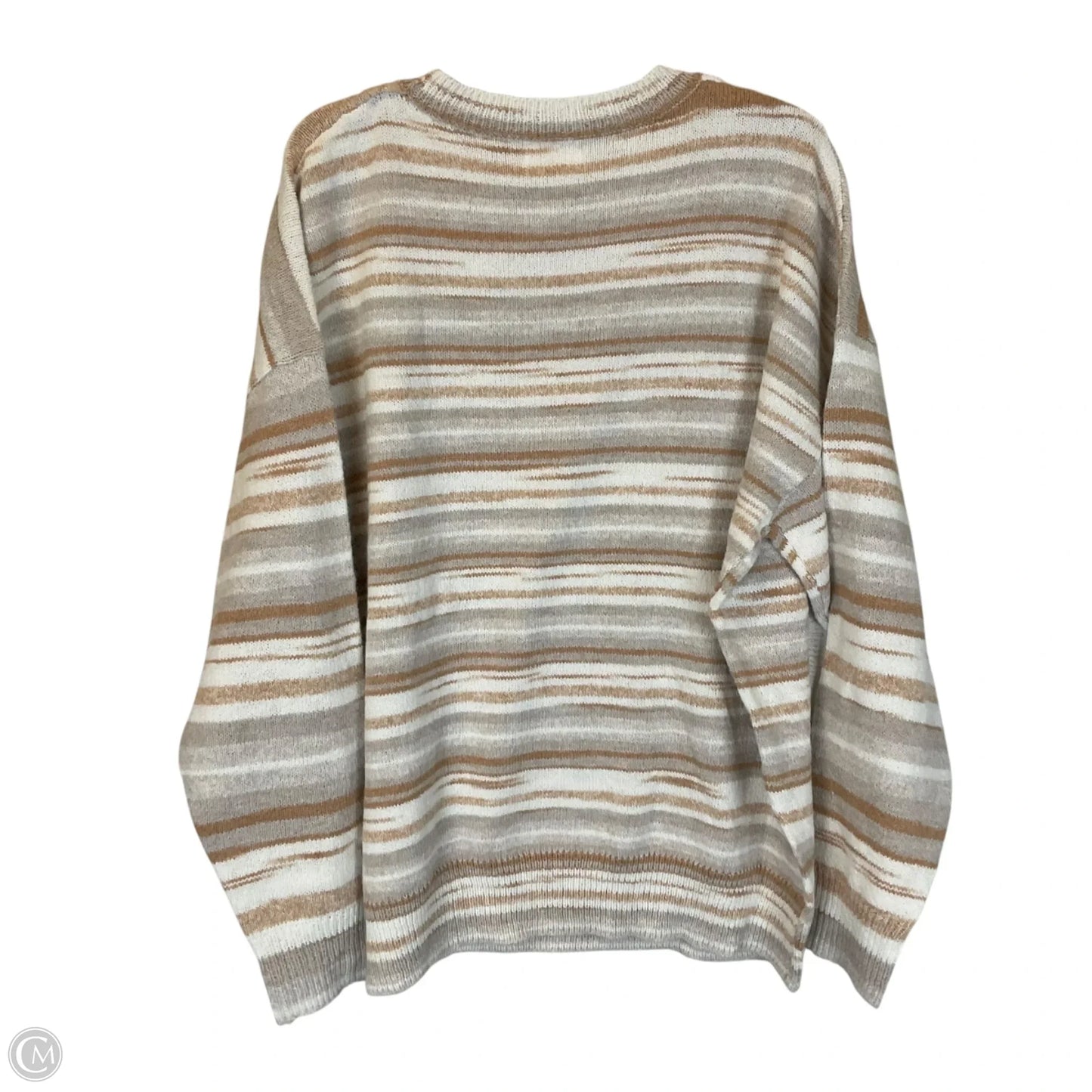 Sweater By Andree By Unit In Tan & White, Size: 2x