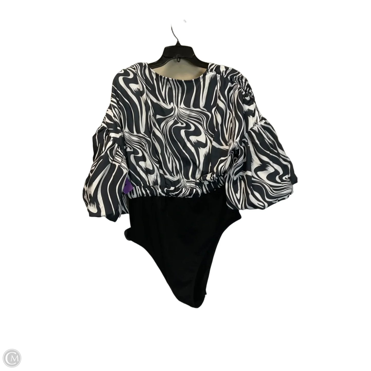 Bodysuit By Pretty Little Thing In Black & White, Size: 12