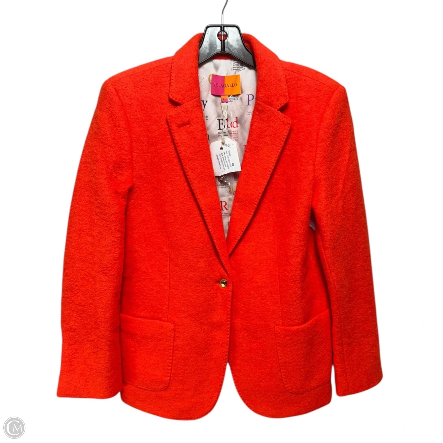 Wool Blend Blazer By Vilagallo In Orange, Size: 8