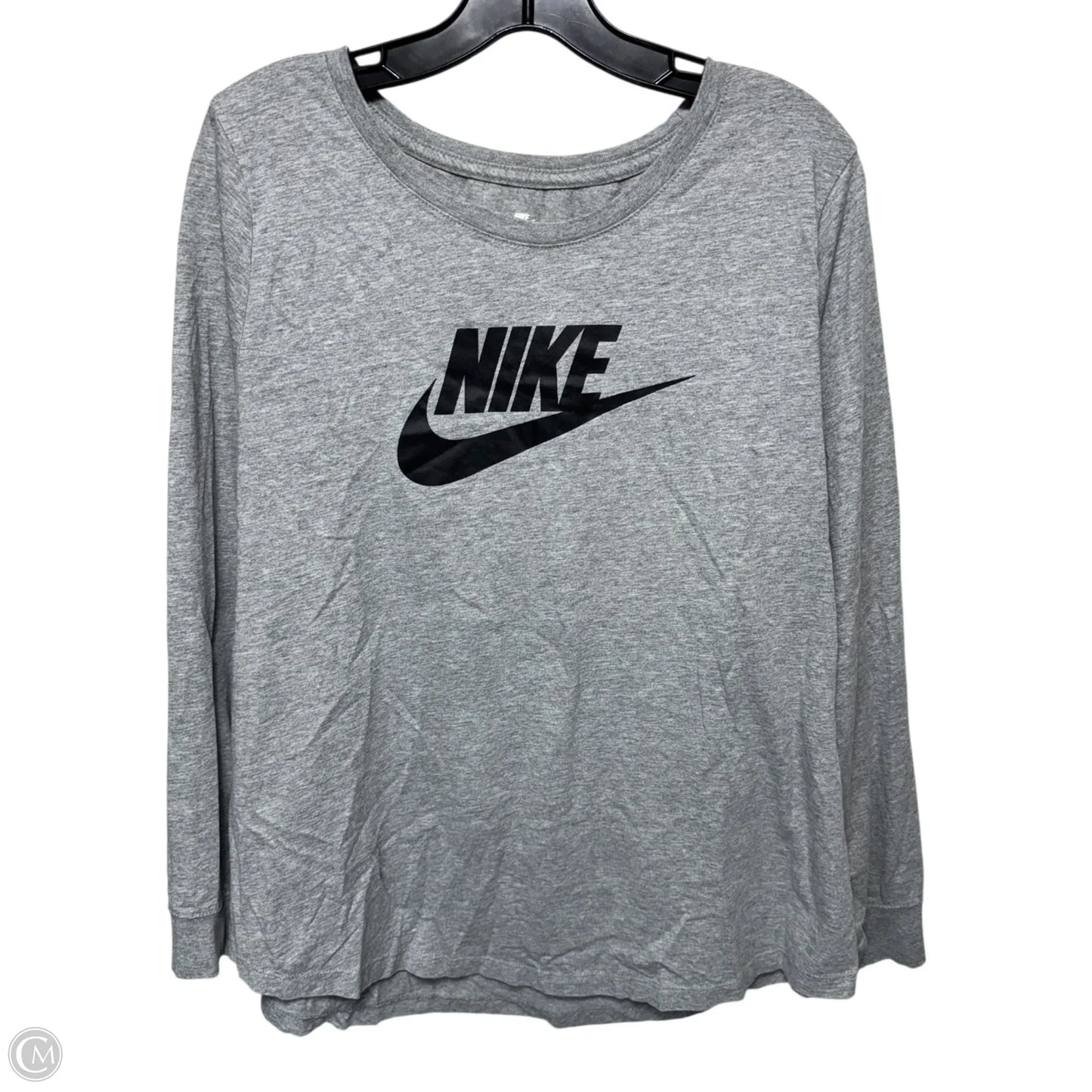 Athletic Top Long Sleeve Collar By Nike Apparel In Grey, Size: 1x