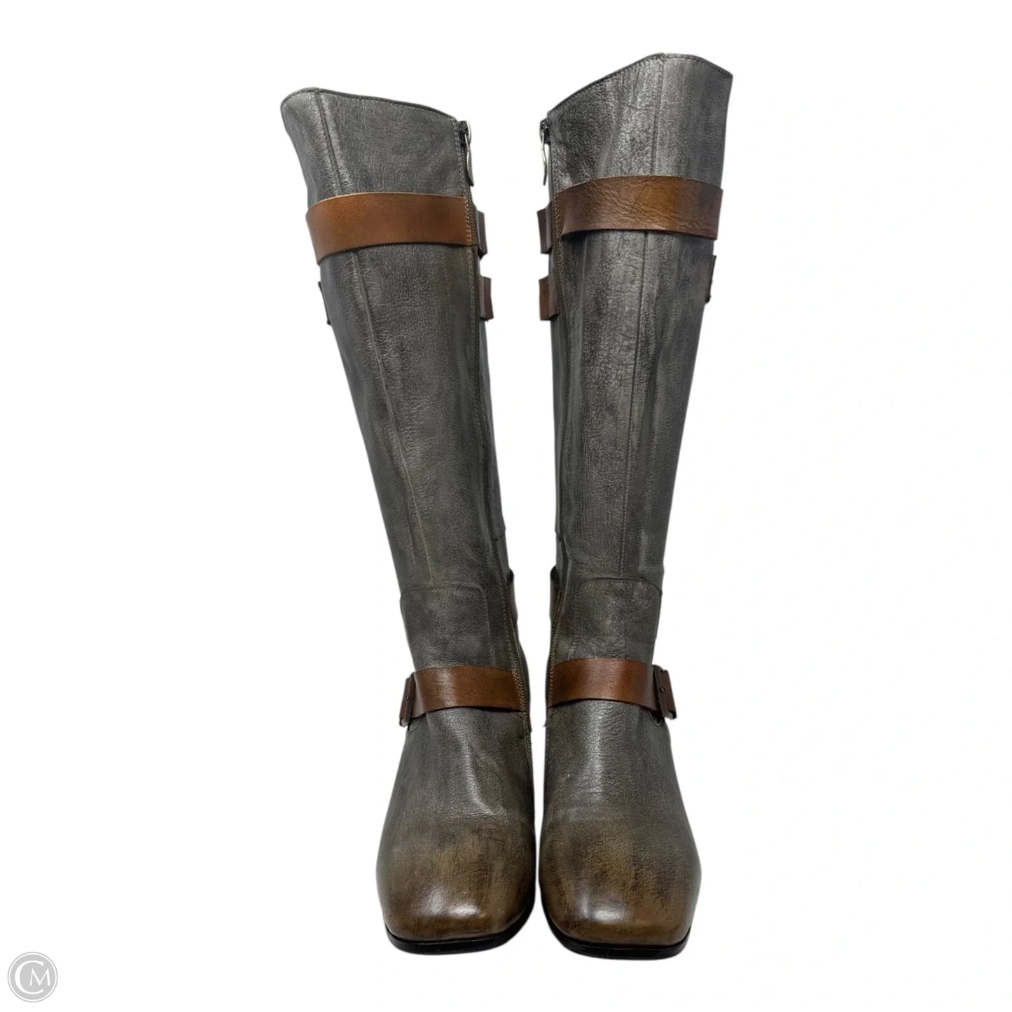 Boots Mid-calf Heels By LARTISTE In Grey, Size: 9